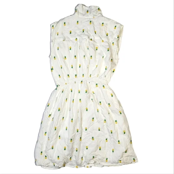 Japna Cotton Pineapple Polka Dot Button-down Mini Dress SizeXSmall Pockets White - Picture 4 of 6